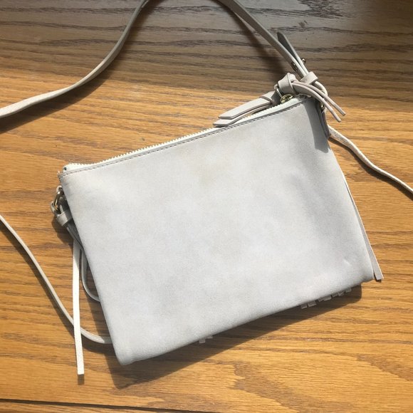 ✤ OLD NAVY Tan Suede FRINGE Cross-Body Purse Bag Convertible CLUTCH ✤ - Picture 2 of 5